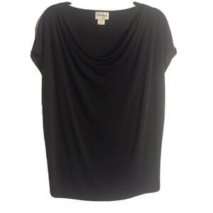 Vintage Claudia Richard Black Drape Neck Blouse Size 3X‎